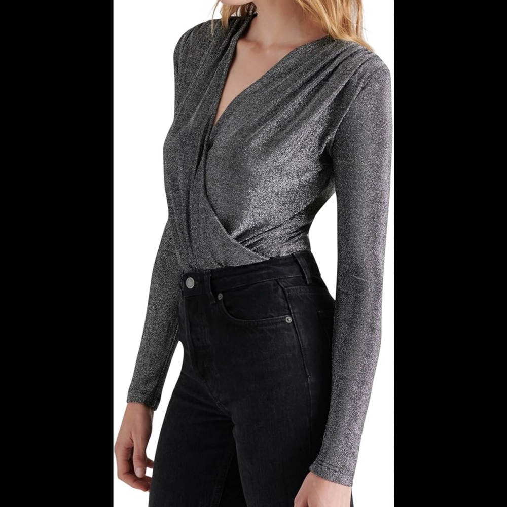 Zara Velvet Black Glitter Bodysuit